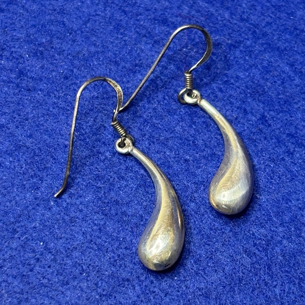 Vintage Silver Teardrop Earrings 925 Sterling